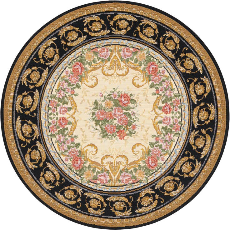 Detail image of 4' x 4' Easy-Clean Traditional Indoor / Outdoor Round Rug