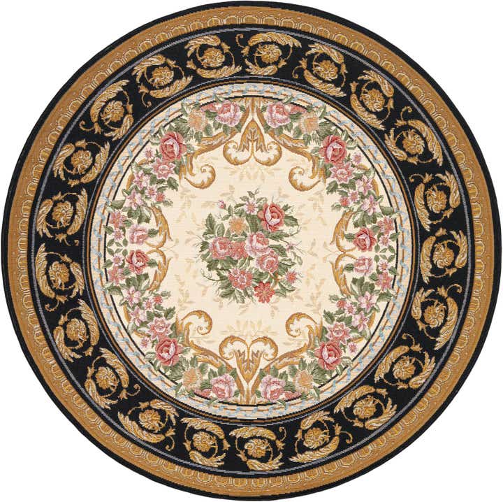 5' x 5' Easy-Clean Traditional Indoor / Outdoor Round Rug