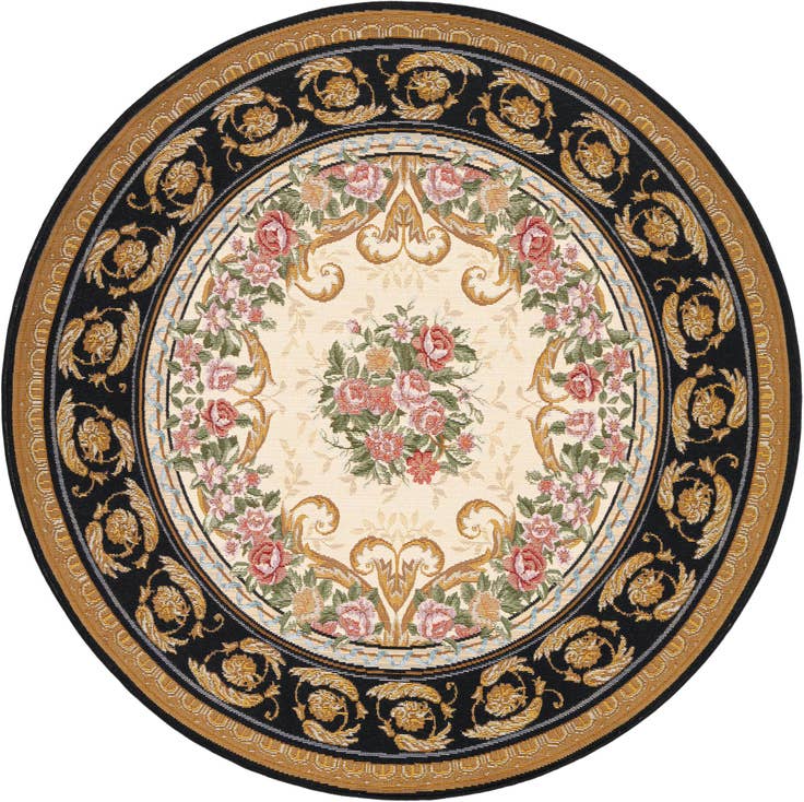 Detail image of 5' x 5' Easy-Clean Traditional Indoor / Outdoor Round Rug