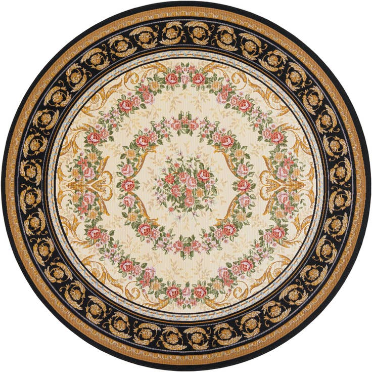 Detail image of 7' 10 x 7' 10 Easy-Clean Traditional Indoor / Outdoor Round Rug