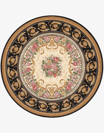4' x 4' Easy-Clean Traditional Indoor / Outdoor Round Rug