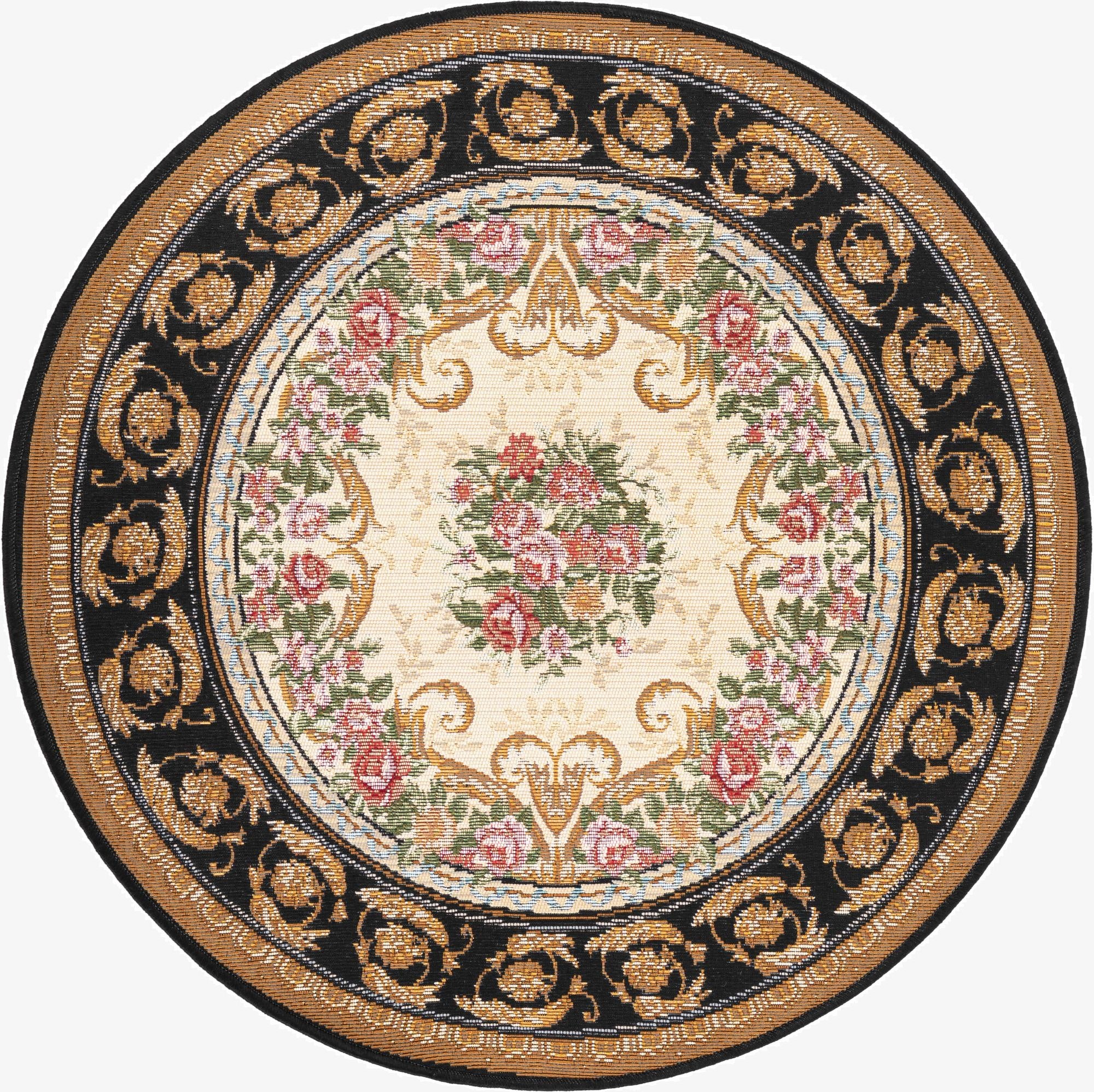 3' x 3'  Washable Traditional Indoor / Outdoor Round Rug