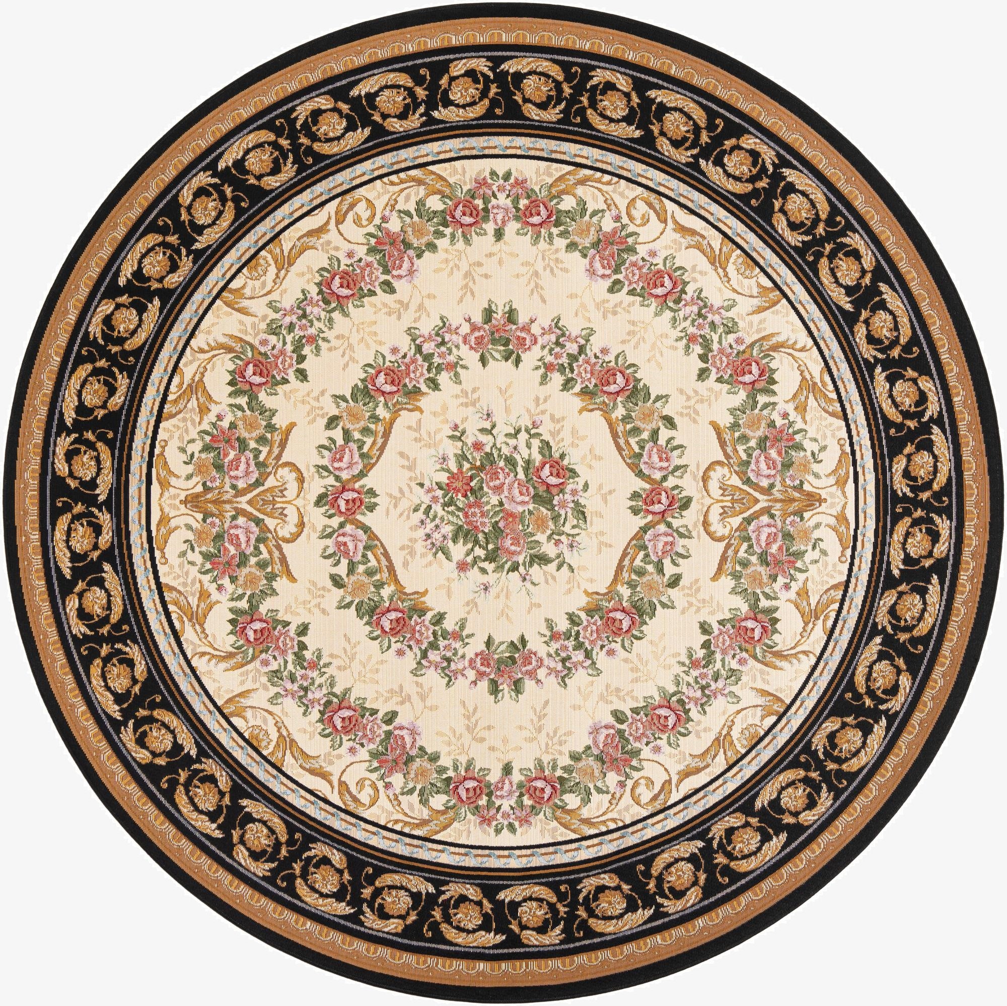 7' 10 x 7' 10  Washable Traditional Indoor / Outdoor Round Rug