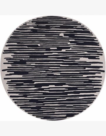 Black and Ivory Uptown Beekman Place Round Rug