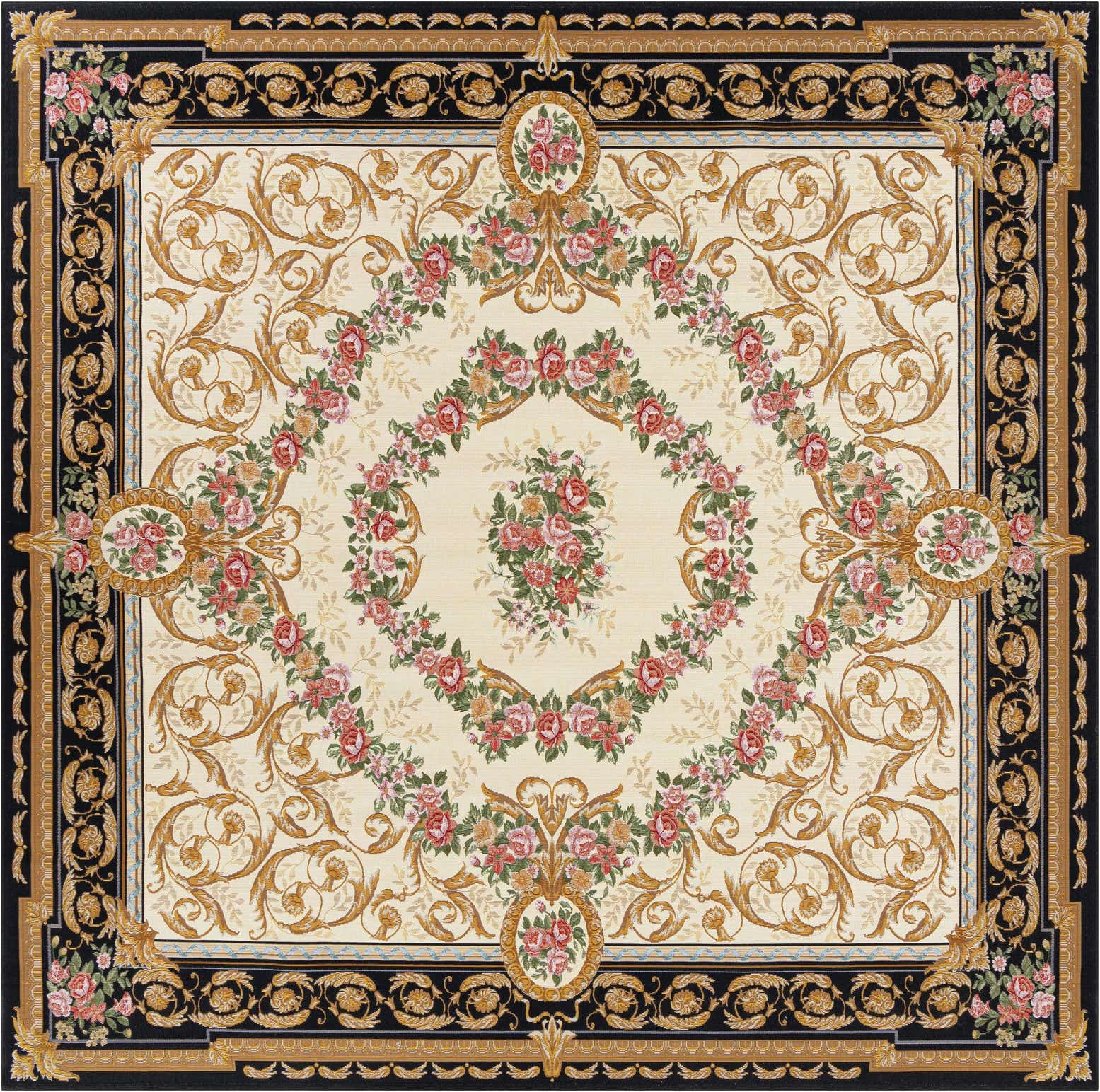 10' x 10' Easy-Clean Traditional Indoor / Outdoor Square Rug