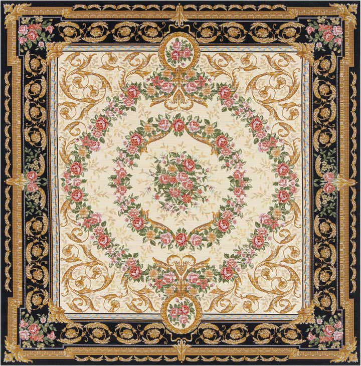 7' 10 x 7' 10 Easy-Clean Traditional Indoor / Outdoor Square Rug