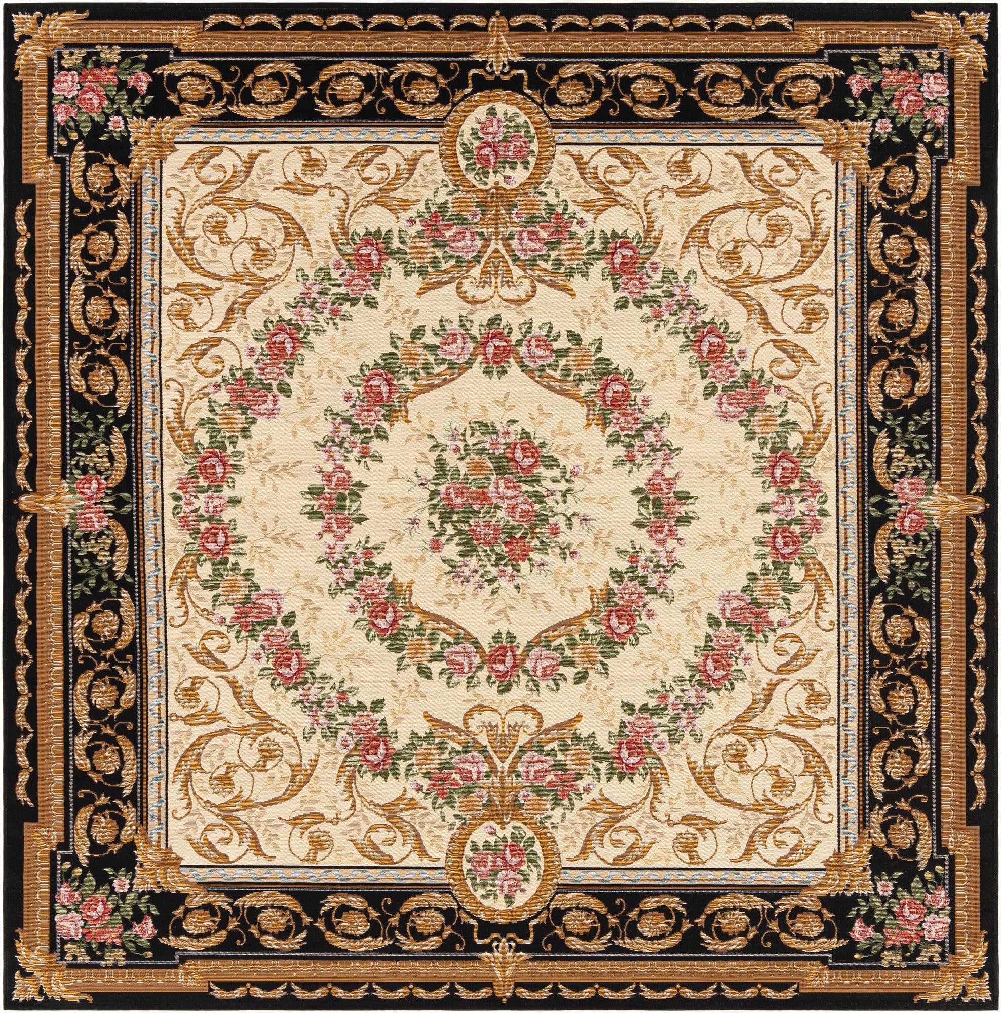 7' 10 x 7' 10  Washable Traditional Indoor / Outdoor Square Rug