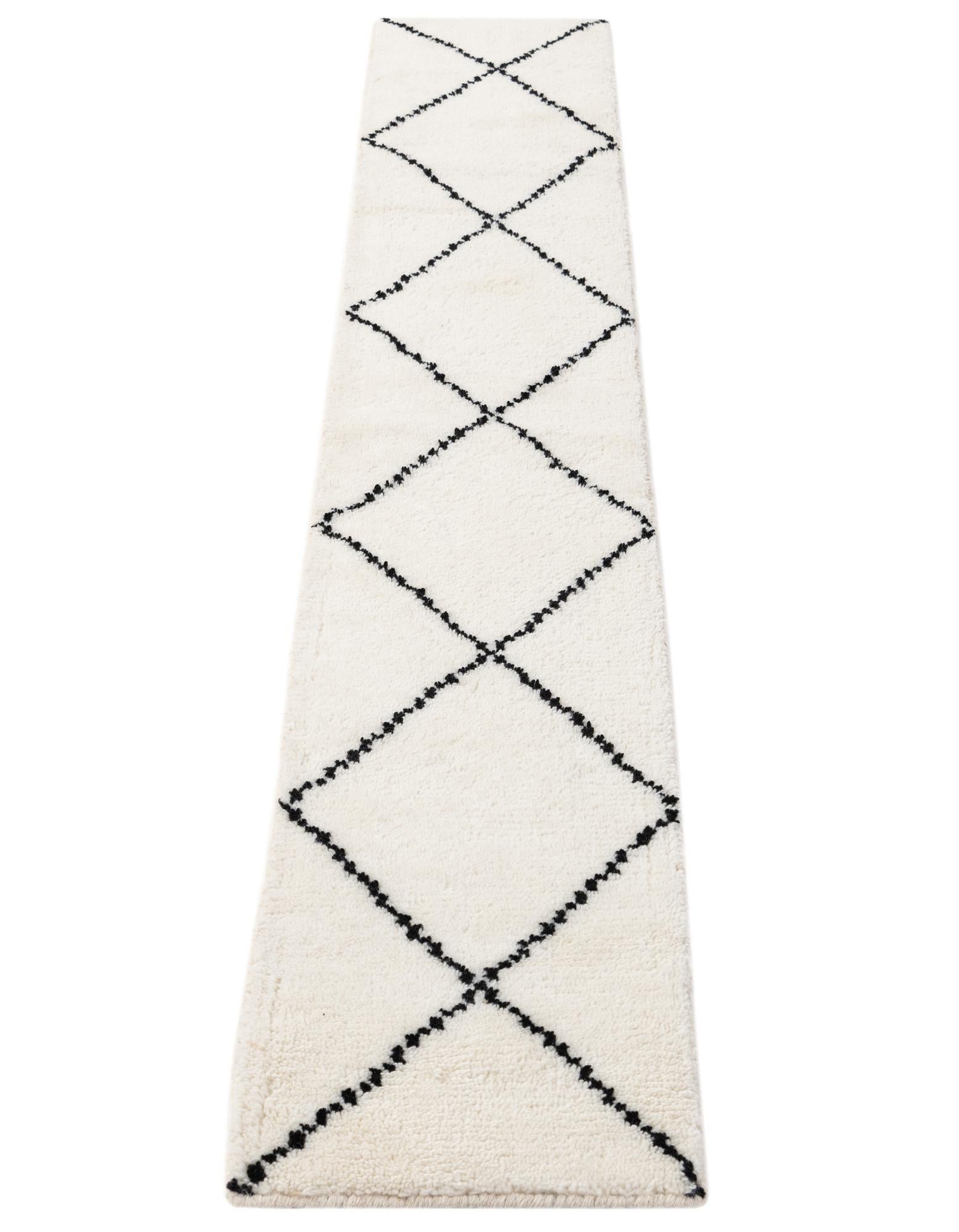 1' 3 x 8' 2 Hand Knotted Safiya Moroccan Wool Table Runner Rug