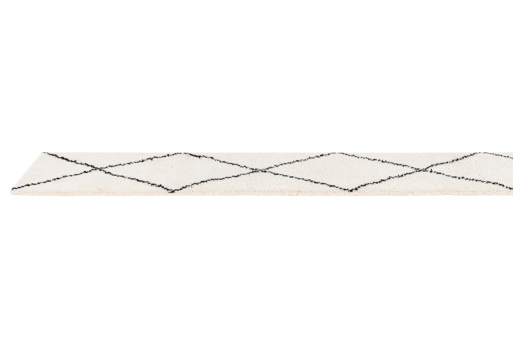 1' 3 x 8' 2 Hand Knotted Safiya Moroccan Wool Table Runner Rug