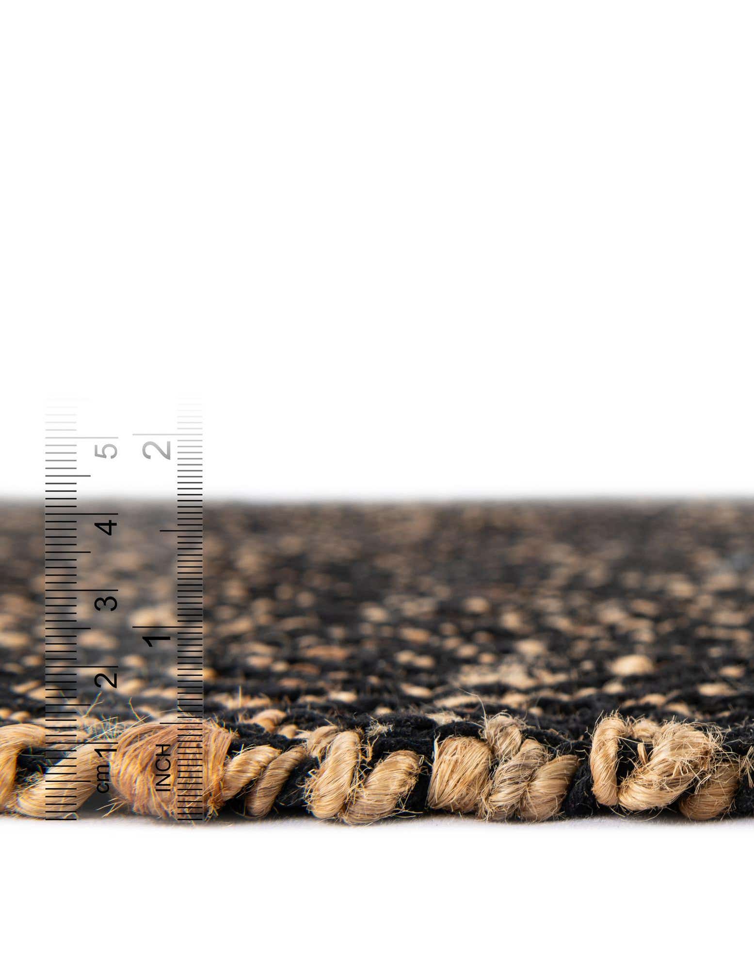 Custom Black and Natural Handmade Braided Jute Rug