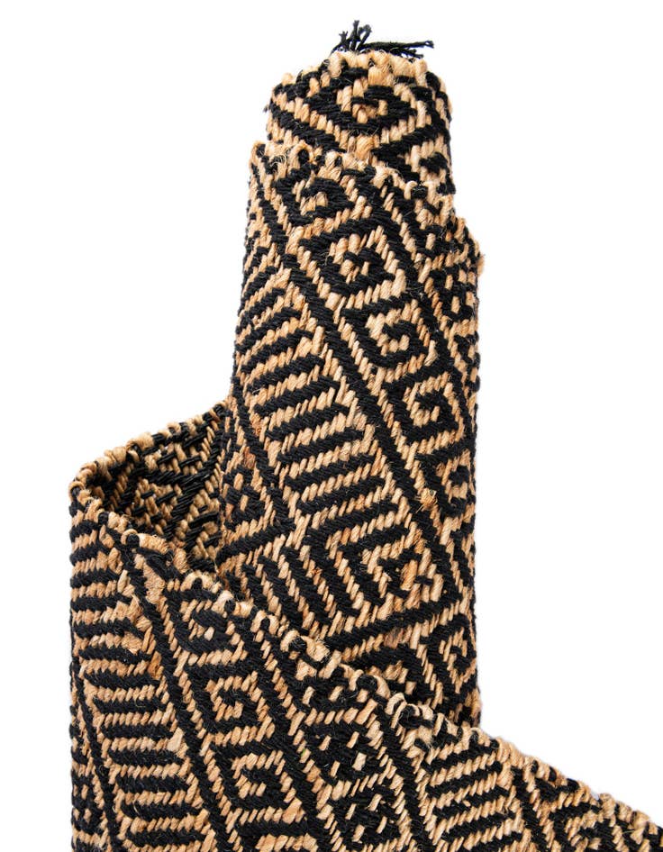 Detail image of Custom Black and Natural Handmade Braided Jute Rug