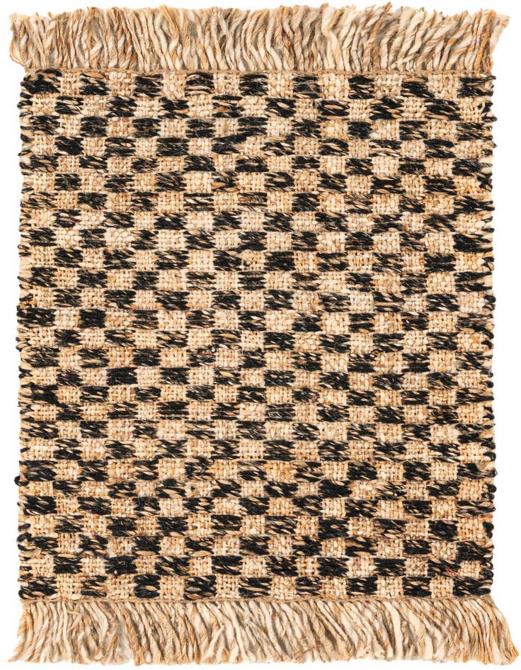 Detail image of 2' 2 x 3' 1 Hand Woven Checkered Jute Wool Rug