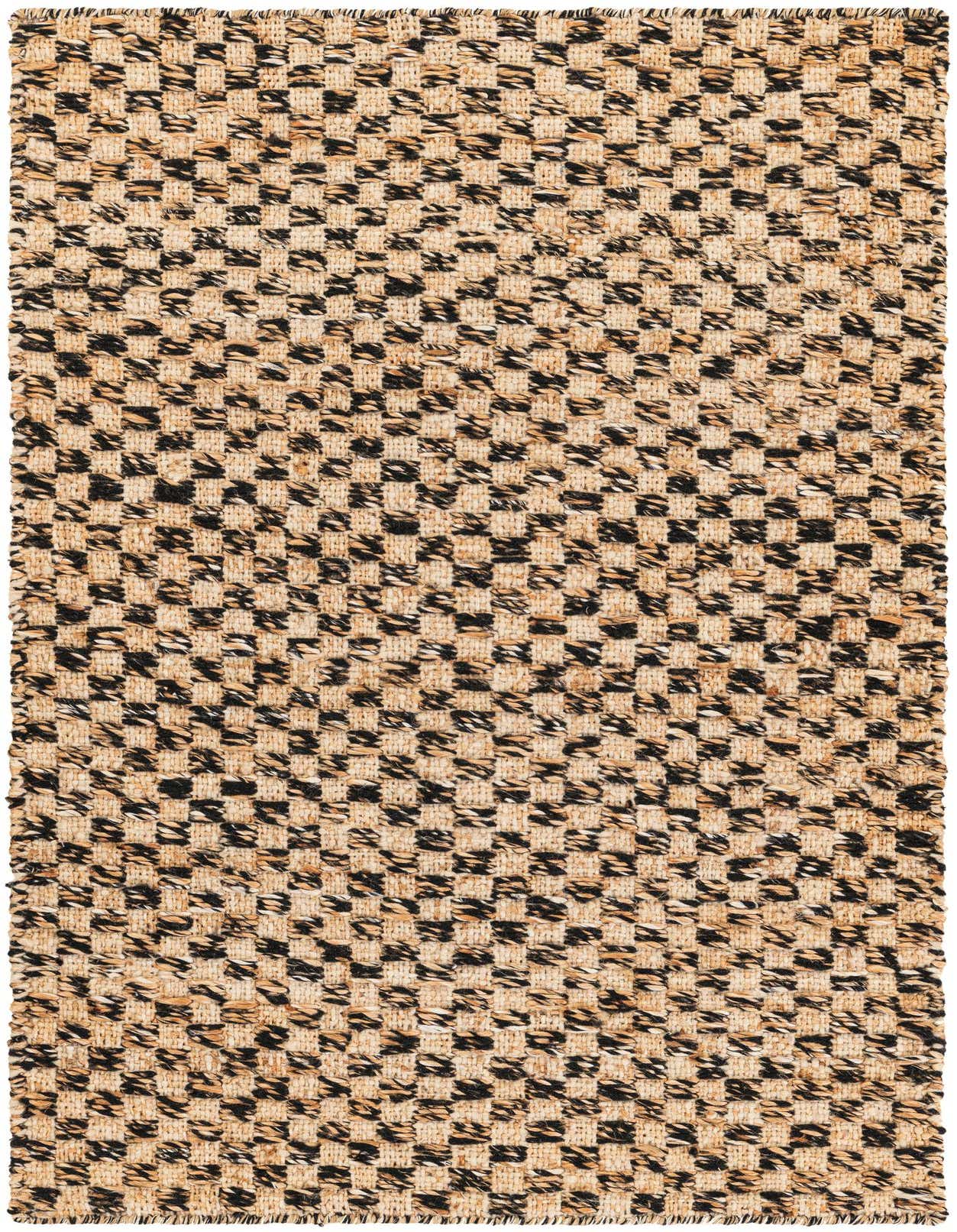 3' 3 x 5' 3 Hand Woven Checkered Jute Wool Rug