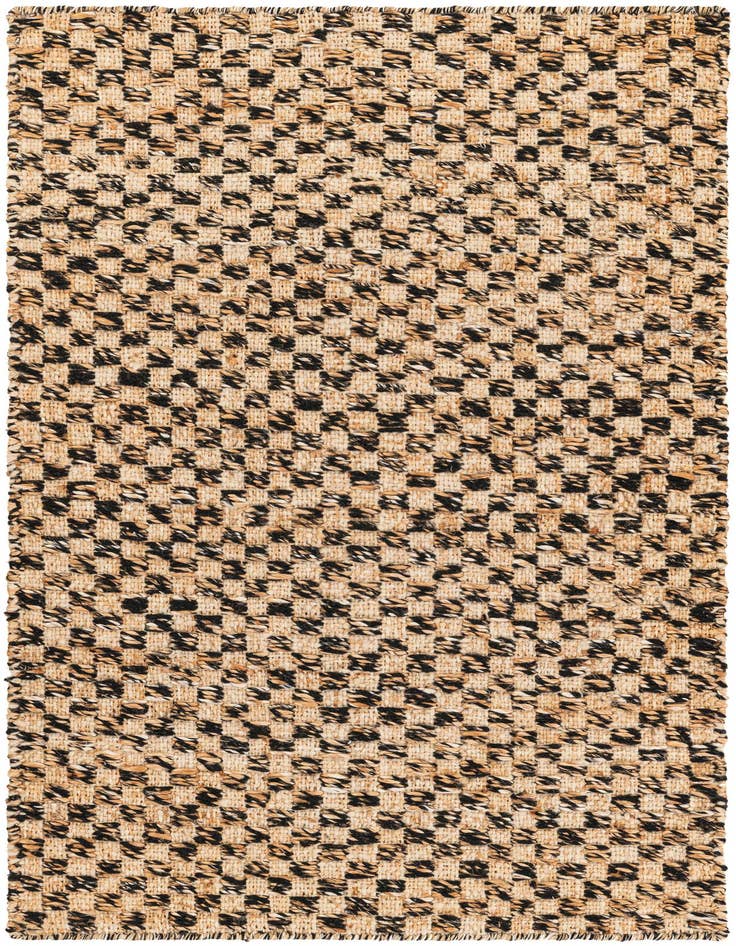 Detail image of 3' 3 x 5' 3 Hand Woven Checkered Jute Wool Rug