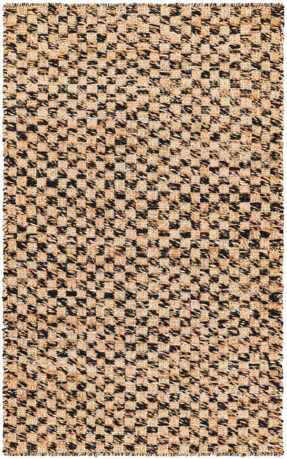 Detail image of 3' 3 x 5' 3 Hand Woven Checkered Jute Wool Rug