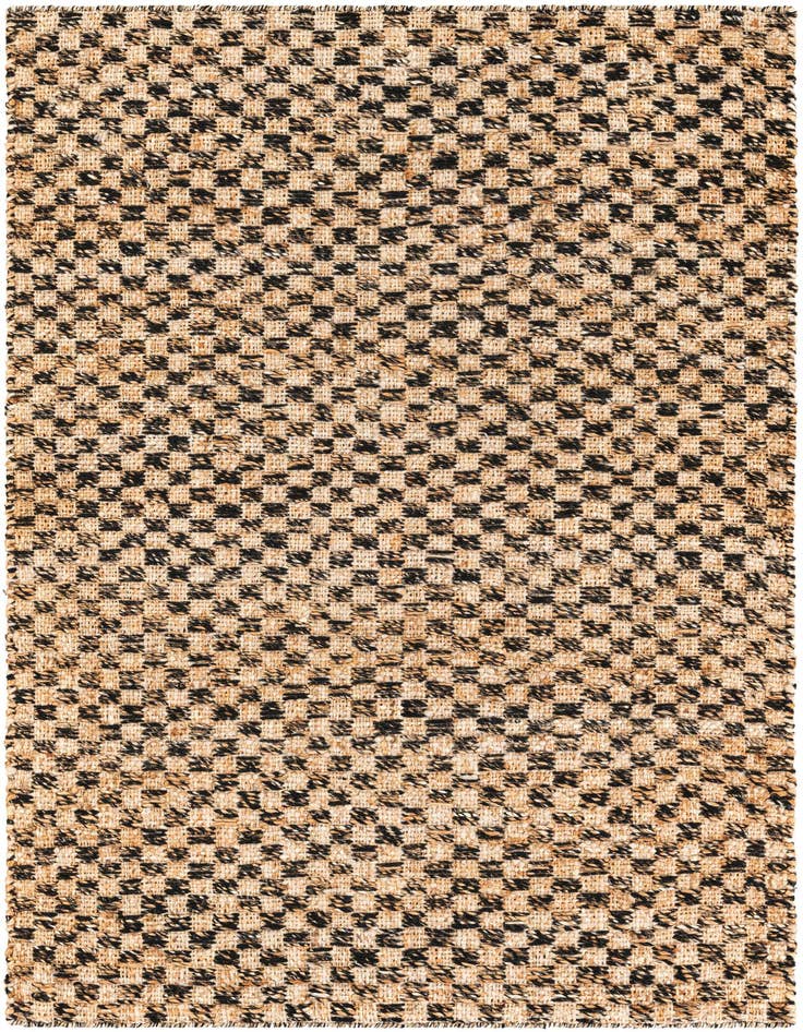 Detail image of 4' 1 x 6' 1 Hand Woven Checkered Jute Wool Rug
