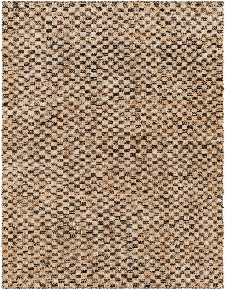 Detail image of 5' 1 x 8' Hand Woven Checkered Jute Wool Rug