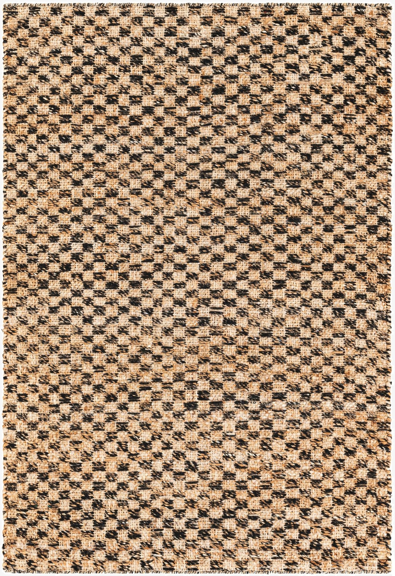 4' 1 x 6' 1  Hand Woven Checkered Jute Wool Rug