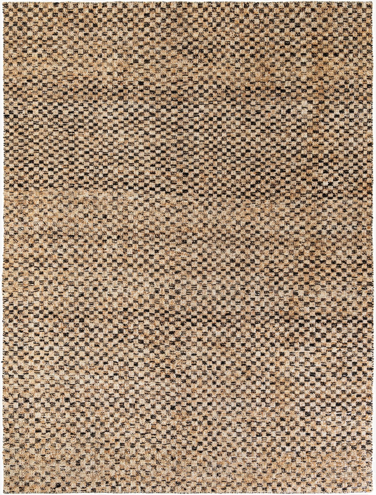 9' x 12'  Hand Woven Checkered Jute Wool Rug
