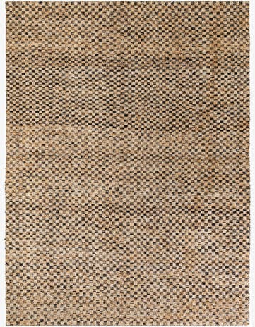 Black and Natural Hand Woven Checkered Jute Wool Rug