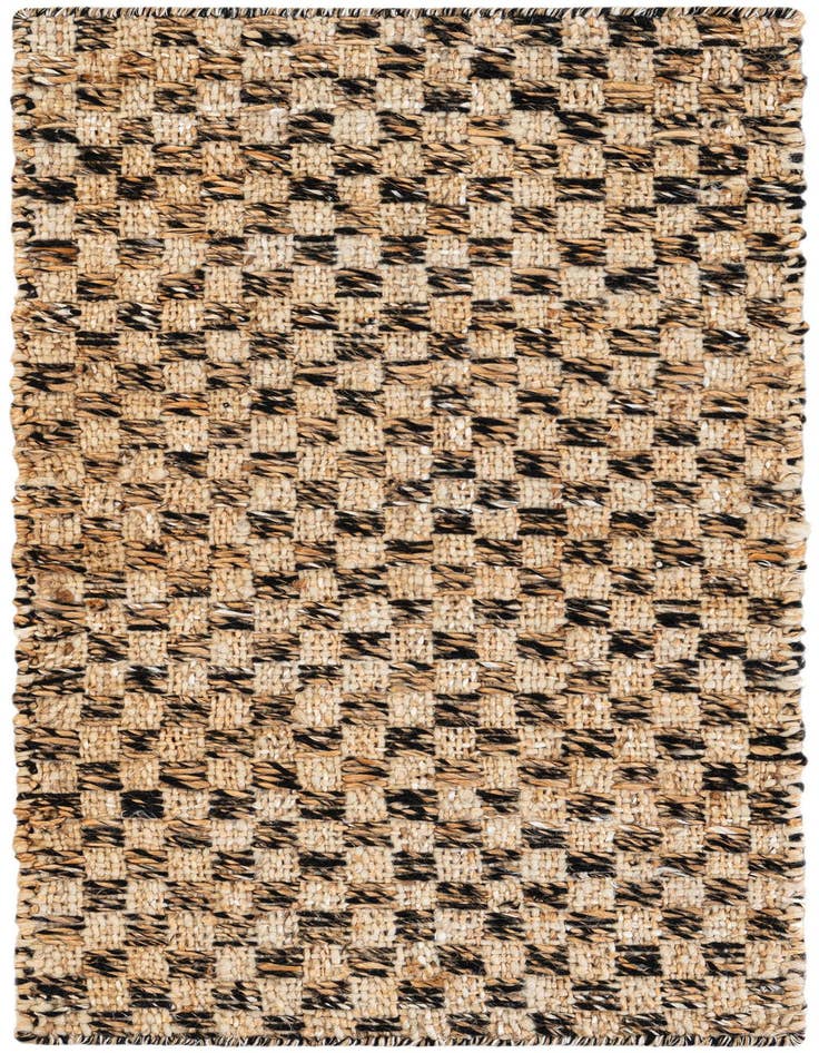 Detail image of 2' x 4' 1 Hand Woven Checkered Jute Wool Runner Rug