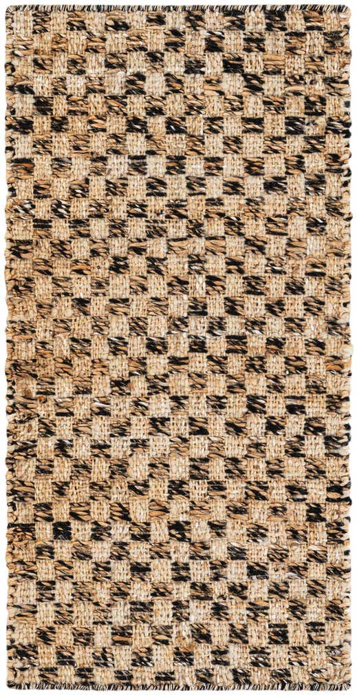 60cm x 125cm Handgewebt Checkered Jute Wool Läufer Teppich