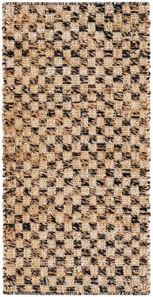Detailansicht von 60cm x 125cm Handgewebt Checkered Jute Wool Läufer Teppich