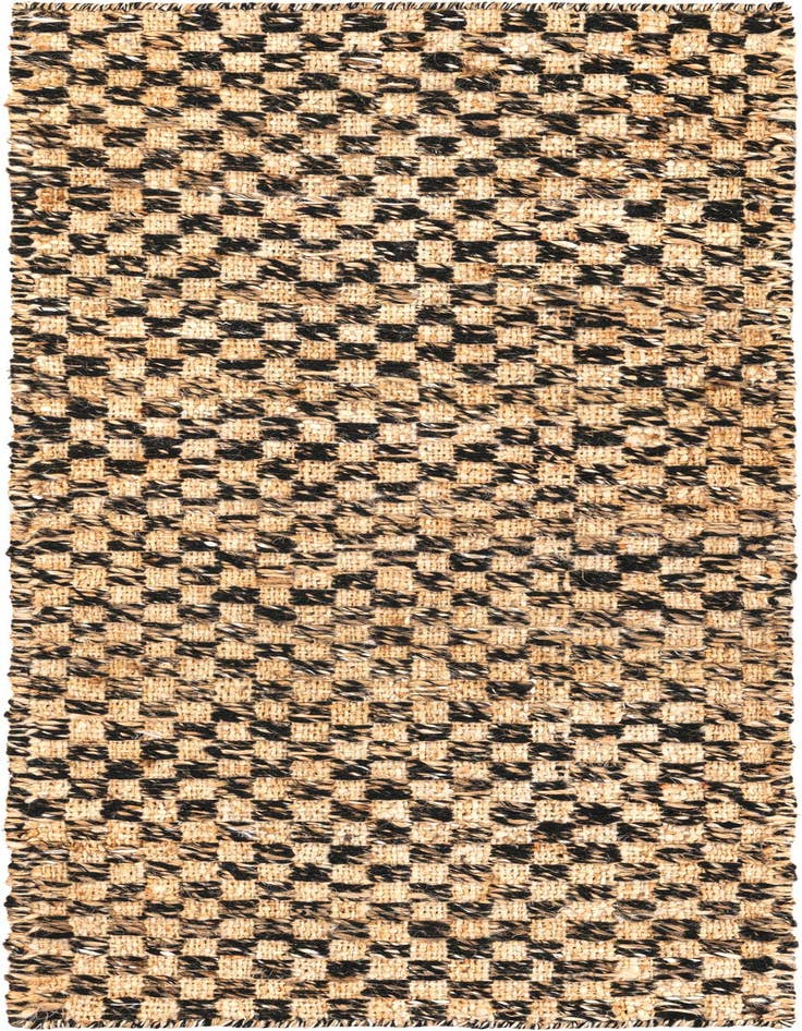 Detail image of 2' x 5' 1 Hand Woven Checkered Jute Wool Runner Rug