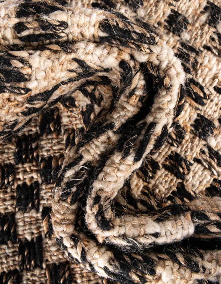 Detail image of 2' x 8' Hand Woven Checkered Jute Wool Runner Rug