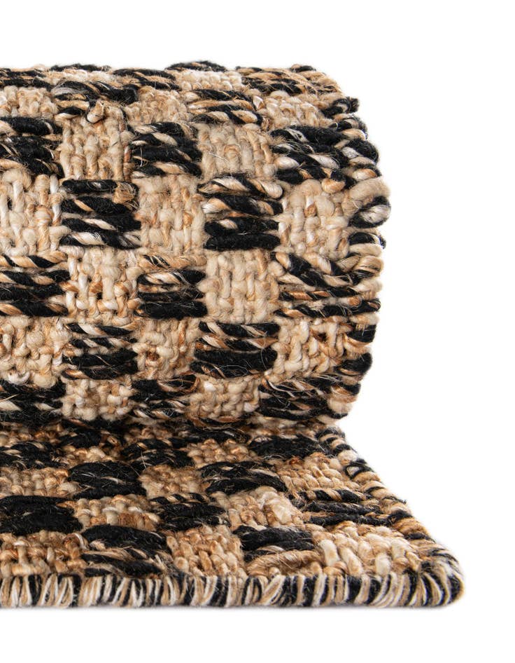 Detail image of 2' x 8' Hand Woven Checkered Jute Wool Runner Rug