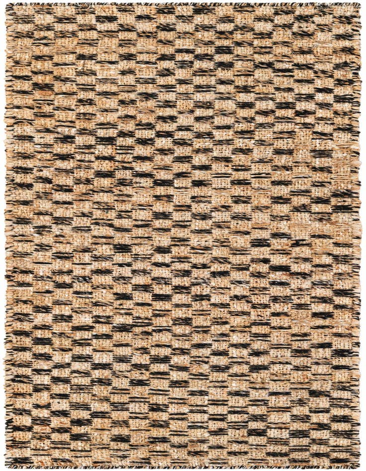 Detail image of 2' x 6' 1 Hand Woven Checkered Jute Wool Runner Rug
