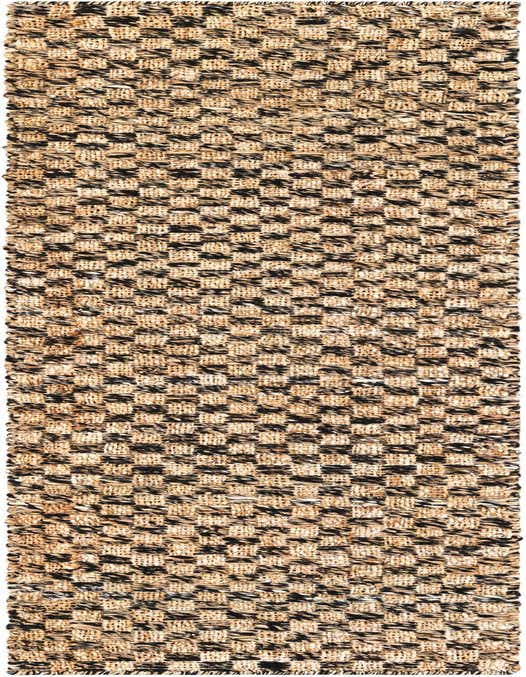 2' x 8' Hand Woven Checkered Jute Wool Runner Rug