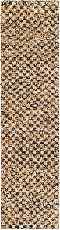 Detail image of 2' x 8' Hand Woven Checkered Jute Wool Runner Rug