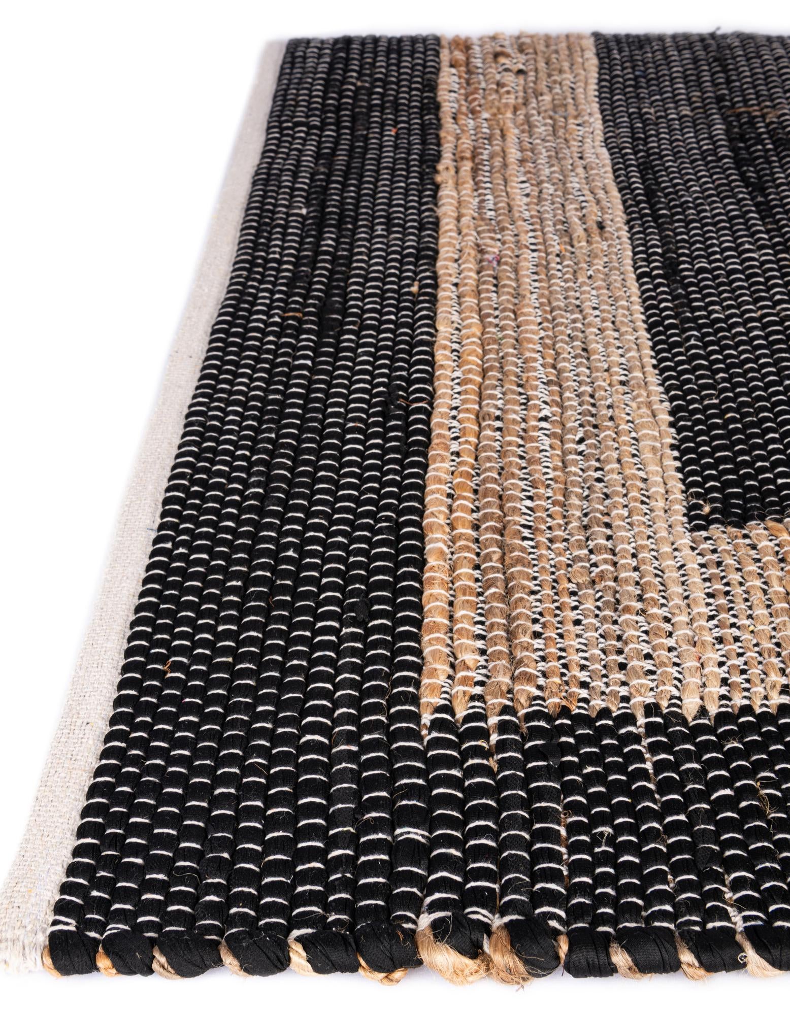 2' 6 x 9' Hand Woven Chindi Jute Runner Rug