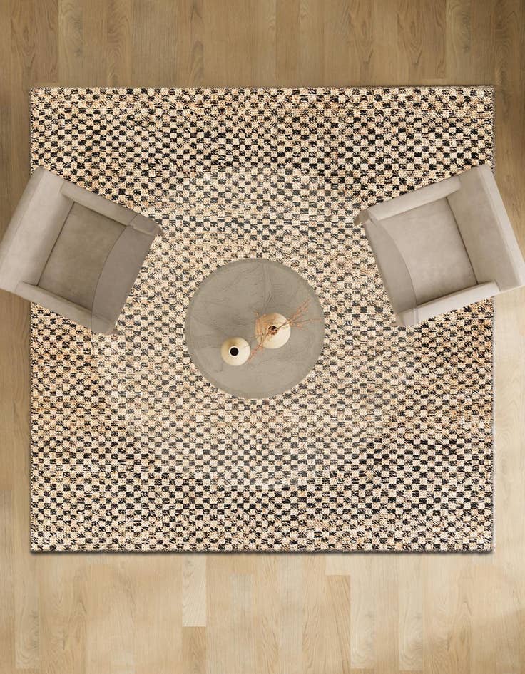 Detail image of 7' 10 x 7' 10  Hand Woven Checkered Jute Wool Square Rug