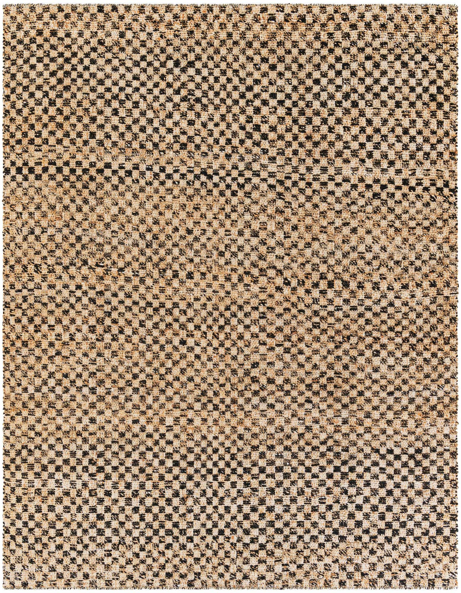 7' 10 x 7' 10 Hand Woven Checkered Jute Wool Square Rug