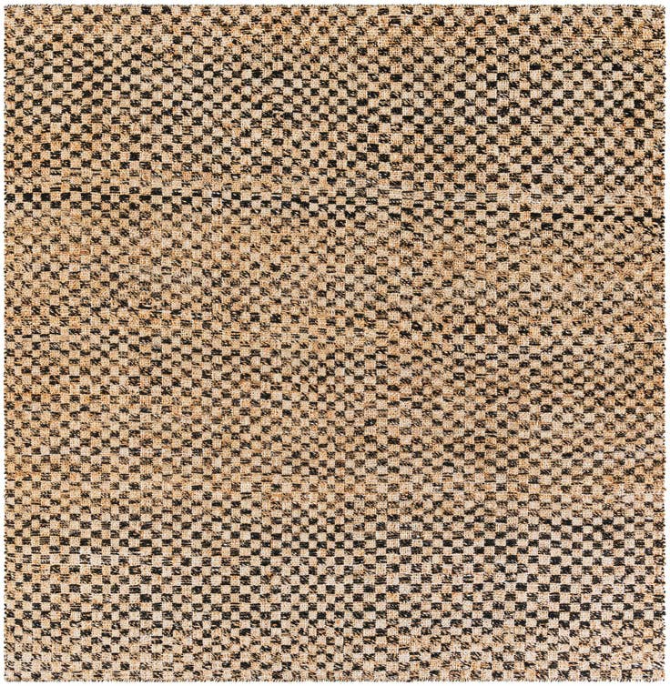 Detail image of 7' 10 x 7' 10 Hand Woven Checkered Jute Wool Square Rug