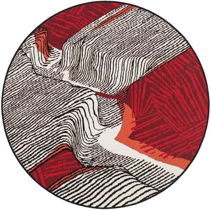 Detail image of 4' x 4' Easy-Clean Modern Indoor / Outdoor Round Rug