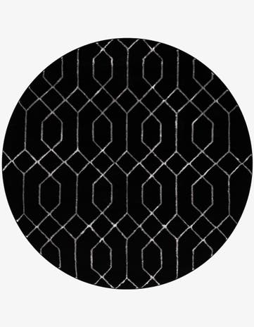Black and Silver Marilyn Monroe™ Glam Trellis Round Rug