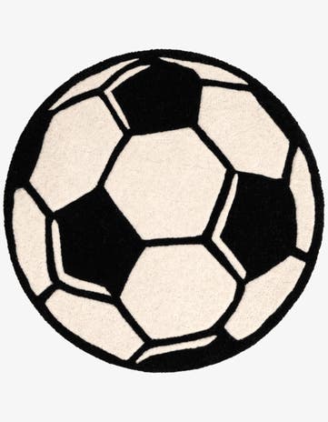 Black and White Playtime Kids Wool Freeform Rug