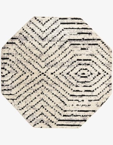 Black and White Tagine Octagon Rug