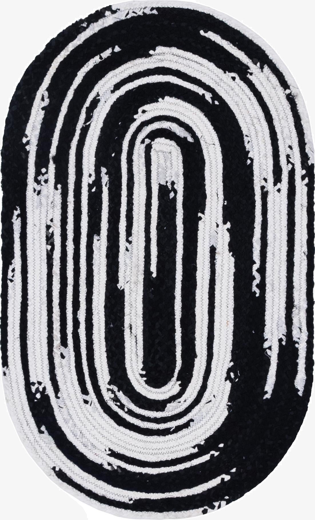 3' 3 x 5' 1  Hand Braided Chindi Oval Rug