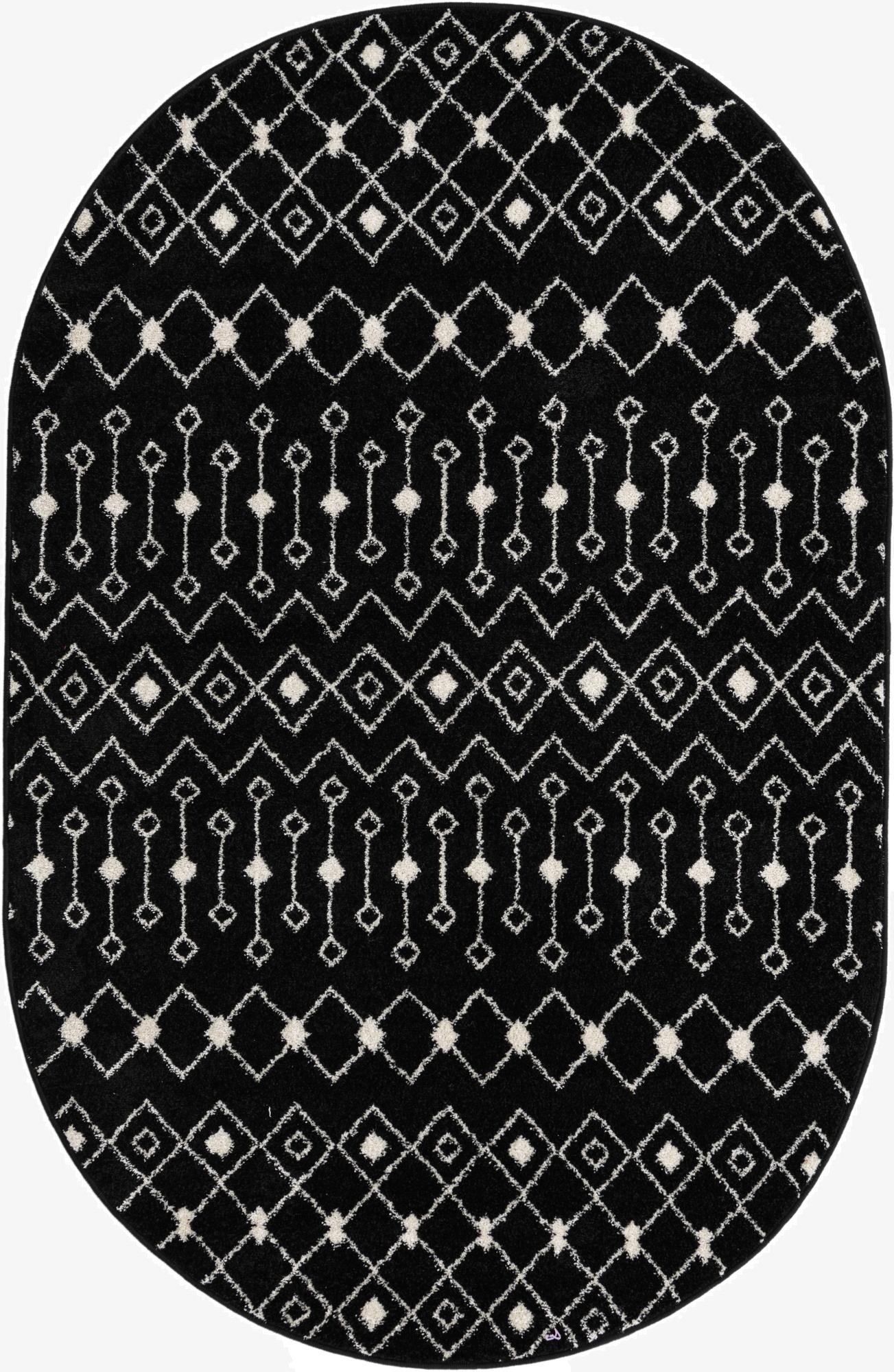Primary image 5' 3 x 8' Moroccan Trellis Oval Rug
