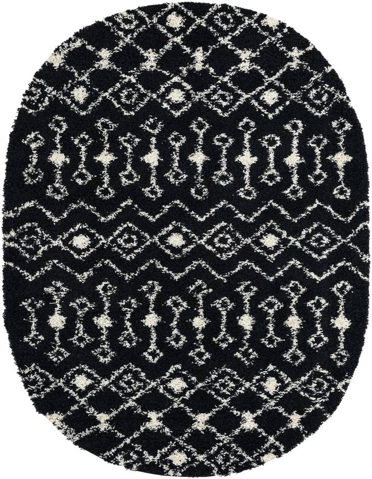 Detail image of 5' 3 x 8' Moroccan Trellis Shag Oval Rug
