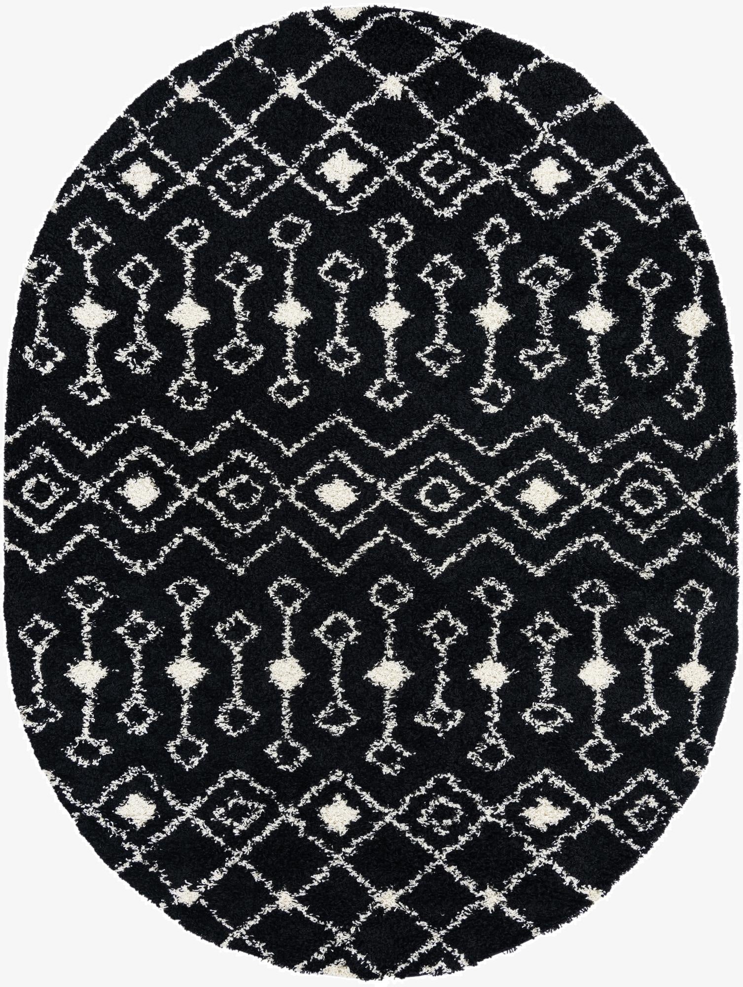 Primary image 7' 10 x 10' Moroccan Trellis Shag Oval Rug