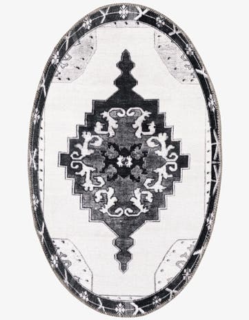Black and White Timeless Oval Rug