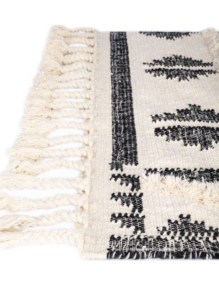 Custom Black and White Hand Woven Arizona Wool Rug