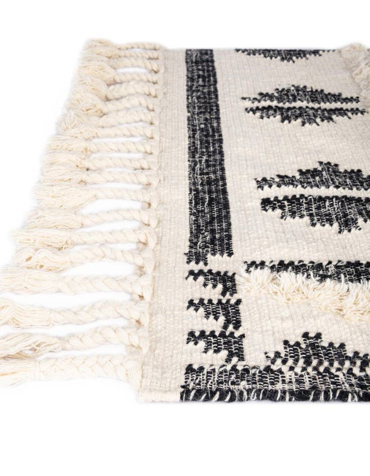Detail image of Custom Black and White Hand Woven Arizona Wool Rug
