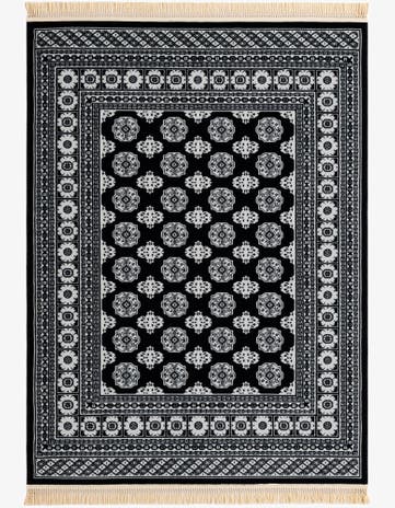 Black and White Bokhara Rug