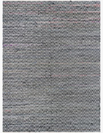 Black and White Hand Woven Chindi Chevron Rug